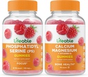 Fosfatidilserina vitalizável (PS) + Magnésio de cálcio, Gummies Bundle - Grande Degustação, Suplemento Vitamina, Gluten Free, GMO Free, Gummy mastigável