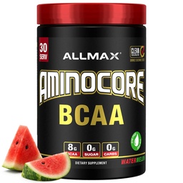 ALLMAX Nutrition AMINOCORE BCAA – 8G BCAAs – 100% Pure Branch Chained Amino Acids – Gluten Free - Melancia - 315 Gram