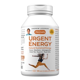 ANDREW LESSMAN Urgent Energy 180 Cápsulas - Fornece um meio seguro, saudável de aumentar os níveis de energia e sentimentos de bem-estar, chá verde, guarana, Ginseng, geléia real, Ashwagandha, B-Complex