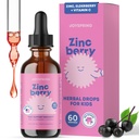 JoySpring ZincBerry - Crianças Zinco e Suplemento Vitamina (2 fl oz) Imune Suporte gotas com sabor de amora para crianças 2-16+ Anos