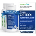NatureCity True-Osteo+ Suporte ósseo com Ashwagandha – para força e densidade – cálcio baseado em plantas com AlgaeCal orgânico, magnésio, vitamina D3, K2, suporte de silicone e estresse