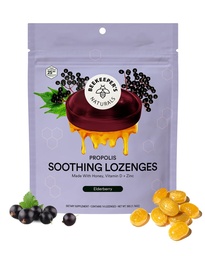 Naturals Apicultor calmante mel Elderberry Tosse gotas Apoio imunológico com vitamina D, zinco e própolis Garganta calmante Lozenges, 14 Ct
