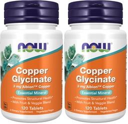 AGORA Suplementos, Glicenato de Cobre com 3mg de Cobre Albion, Promove Saúde Estrutural*, 120 Comprimidos, Cinza Leve, Tan (Pack of 2)