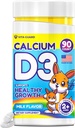 Comprimidos mastigáveis de cálcio D3 para crianças – 640 mg de cálcio e 320 UI de vitamina D3 – Não-GMO, sabor de leite – Suplemento de suporte de ossos e dentes – 90 comprimidos para idades 2+