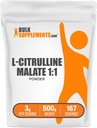 BulkSuplementos.com L-Citrulina Malate 1:1 Pó - Citrulina em pó, Aminoácido Suplemento - Sem sabor e Glúten Grátis - 3g por serviço, 500g (1,1 lbs) (Pacote de 1)