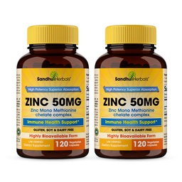 Zinco 50mg Cápsulas para homens e mulheres, 240 Condes de Zinco Altamente Absorvíveis Suplementos de Zinco para suporte do Sistema Imune
