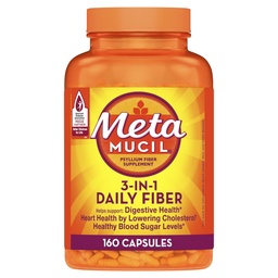 Metamucil Psyllium Husk Fiber Supplement, 3-em-1 para a saúde digestiva, planta baseada, 160 contagem, pacote de 2