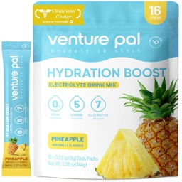 Venture Pal Sugar Free Electrolyte Powder Packets - Liquid Daily IV Drink Mix for Rapid Hydration & Party Recovery (Rápido Hydration & Party Recovery) 5 Vitaminas e 7 Eletrolitos Keto Friendly