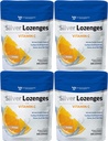 Lozes de Prata com Vitamina C - Prata Premium Nano 60 PPM Prata coloidal, Mel Orgânico e Suplemento Mineral Vitamina C Gotas para apoiar o sistema imunológico, Soothe Tosse & Garganta - pacote de 4