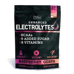 Eletrolítico Melhorado Pacotes de varinha em pó (Guava de framboesa (20 pacotes) w/ 0 Açúcar +BCAAs +B-Vitaminas Suplemento de electrólito w Zinco de potássio e magnésio para Hidratação - Eletrólitos de Keto