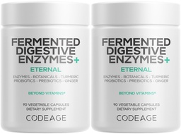 Enzimas Digestivas Fermentadas Suplemento de 3 meses - 14 Enzimas Digestivas, Probióticos, Prebióticos, Botânicas Fermentadas, Enzimas Multi Pancreáticas Baseadas em Plantas - 1 Cápsula por Dia - 2-Pack