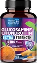 Glucosamina Condroitin 2100mg - 3X Suplemento de suporte conjunto de força com HSH, Sulfato de Glucosamina, Açafrão, Boswellia, Quercetina para Cartilagem, Flexibilidade e Mobilidade, Engarrafado nos EUA, 180 Cápsulas
