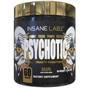 Loucura Labz Psychotic Gold, pó pré-treino altamente estimulante, energia de duração extrema, bombas e resistência com Beta Alanine, DMAE Bitartrate, NO Booster (60 Servings, Grape)