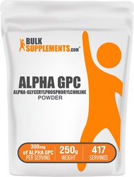 BulkSuplementos.com Alpha GPC Pó - Suplementos de cholina, Alpha GPC 300mg - Sem sabor e sem glúten, 600mg por serviço, 250g (8,8 onças) (Pacote de 1)