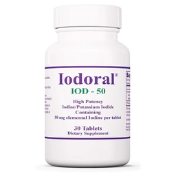 Optimox Iodoral 50 mg Suplemento - Comprimidos de Iodeto de Potássio, Apoio à Tiróide, Vitaminas Diárias e Minerais, Solução de Iodo de Lugol - 30 Conde.