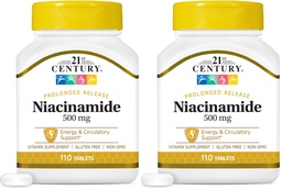 Comprimidos de libertação prolongada de 500 mg de niacinamida do século XXI, 110-Count (Pack de 2)