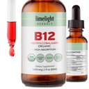 USDA Vitamina orgânica B12 gotas líquidas 5000 mcg, Metilcobalamina, Sublingual, Absorção rápida, Energia Celular, Suporte ao metabolismo, Sistema Nervoso, Foco Mental, Vegan, Não-GMO, 2 fl oz, 60 Servings