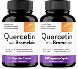 Sandhu's Quercetin com Bromelain Cápsulas Vegetarianas Suplementos 120 Contagem (Pacote de 2)