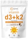 Micro Ingredientes Vitamina D3 5.000 UI + K2 MK-7 100 mcg, 300 Softgels □ Óleo de coco virgem 2-em-1 Suporte