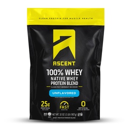 Ascensão 100% Whey Protein Powder - Pós treino Whey Protein Isolate, Zero sabores artificiais e adoçantes, sem glúten, 5,5g BCAA, 2,6g Leucina, sem sabor 2 lb
