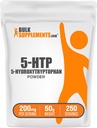 BulkSuplementos.com 5-HTP Pó - 5-Hydroxytryptophan, 5 HTP Suplemento - 5-HTP 200mg, Suporte de Humor Suplemento - Gluten Free, 200mg por serviço, 50g (1,8 onças) (Pacote de 1)