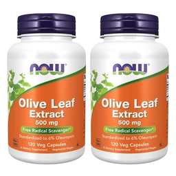 Agora Alimentos Extrato de Folha de Oliva 500mg padronizado para 6% Oleuropein, 120 Vcaps (2 Pack)