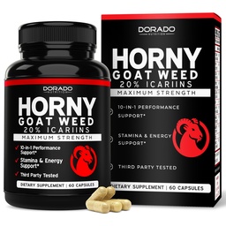 Erva de cabra com tesão para homens e mulheres - [20% Icariins Max Strength] - resistência, resistência, circulação, articulação e apoio de volta - Maca Root, Ginseng, Yohimbine, Tribulus, L-Arginina - EUA Made - 60 Conde