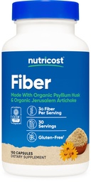 Cápsulas de fibra de nutricosto com Prebiótico Suplemento de Fibra 150 Cápsulas - Suplemento Certificado CCOF, Feito com Psyllium orgânico Husk e Alcachofra de Jerusalém Orgânica, sem glúten, 3 G por serviço
