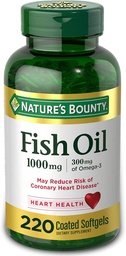 Óleo de peixe da recompensa da natureza 1000 mg Softgels revestidos, 220 contagem