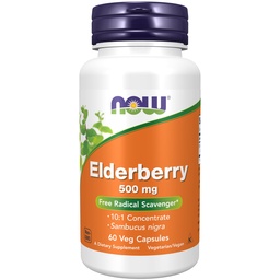 Now Foods Supplements, Elderberry (Sambucus nigra) 500 mg, 10:1 Concentrado, 60 Veg Cápsulas