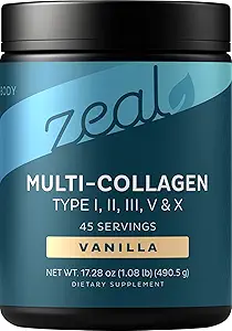 Pêptides de proteína multicolantes Premium (1, 2, 3, 5 e 10) com vitamina C, biotina, ácido hialurônico, para pele de cabelo e unhas - Marinho, Bovinos, Frango e casca de ovo (Vanilla, 45 Servões)