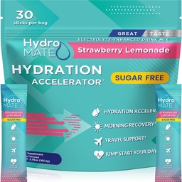 Pacotes de hidratação sem açúcar de pó de eletrólito Morango limonada HydroMATE 30 Sticks