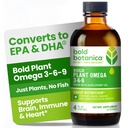 Planta botânica negrito Omega 3-6-9, com óleo de ahiflower, Vegan Omega 3, Omegas planta-baseada completa para a saúde do cérebro e imune, Melhor do que o linho, Peixe livre, Grande gosto, Livre de açúcar, Não-GMO, Liquid- 4 onças