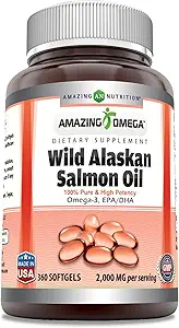 Incrível Omega Wild Alaska Salmon Oil 2000mg Por Servindo Softgels Suplemento (360)