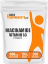 BulkSuplementos.com Niacinamida Pó - Vitamina B3 Pó, Niacinamida Suplemento, Niacinamida 500mg - B3 Vitaminas para a pele, Glúten Livre, 500mg por serviço, 100g (3,5 oz) (Pack of 1)