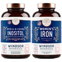 Inositol e comprimidos de ferro feminino Fertilidade e suporte de gravidez pacote por Windsor Botanicals