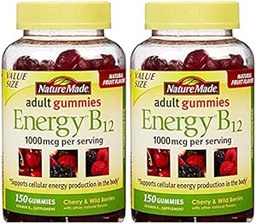 Nature Made Energy B12 Gummies adultos 1000 mcg por serviço 150 Ct (Pacote de 2)