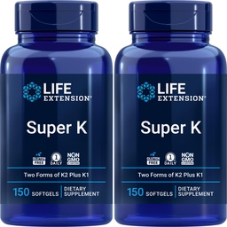 Extensão de vida Super K, 150 Softgels (Pacote de 2) com vitaminas K e K2