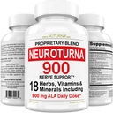 Neuropatia Suporte Nervo Suplemento com 900 mg Pure Alpha Lipoic Acid - Fórmula de força máxima, Fortificar nervos em dedos, mãos, dedos dos pés, & pés - Melhor suporte de alívio periférico - 180 Cápsulas