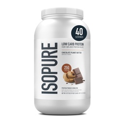 Isopure Low Carb 100% Puro Whey Isolate Protein Powder, Lactose Free, Gluten Free, Com Vitaminas, Chocolate Peanut Butter, 25g Protein Per Serving, 3 Lbs, 40 Servings (Packaging May Vary)