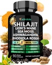 Adndale Shilajit para homens e mulheres. Pure Himalayan Organic Shilajit Cápsulas com Sea Moss Ashwagandha Rhodiola Rosea Lion Mane. 90 Contagem