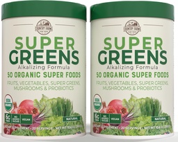Fazendas do país Super Greens sabor natural, 50 Super Alimentos orgânicos, USDA mistura de bebida orgânica, frutas, vegetais, Super Verdes, cogumelos e probióticos, Suporta energia, 40 Servings, 10.6 Oz, 2 Pack