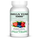 Maxi Saúde Omega Yums 1000 - Kid Friendly - Fruity Burst Flavor - 110 Cápsulas Softgel - Kosher