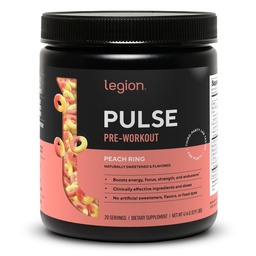 LEGION Pulso pré-treino - Todos os óxido nítrico natural pré-treino para aumentar a energia, creatina livre, naturalmente adoçado, Beta Alanine, Citrulina, Alpha GPC (peach)