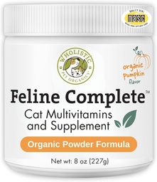Orgânicos Wholistic animal de estimação felino abóbora orgânica completa - 8 Oz - Multivitamin & Pó Probiótico para gatos - Natural Cat Food & Suporte Digestivo
