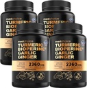4-em-1 Suplementos de Alho e Alho com BioPerine – 2360mg Cápsulas de Raiz de Ginger Cúrmica com Alho – mistura de ervas de alta potência (120 ct, pacote de 4)