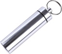 Prata pequena caixa de pílulas portátil Keychain, liga de alumínio Mini caixa organizador de pílulas recipiente para bolsa, impermeável Metal Pill Holder Medicina garrafa para viagem de acampamento ao ar livre fácil de transportar