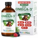 Maxi Health Omega 3 para crianças Suplemento – Kosher Omega 3 crianças óleo de peixe líquido com DHA e EPA – líquido suplemento de óleo de peixe com sabor Fruity Burst para apoiar o humor, cérebro, foco, ossos e olhos (8 onças)