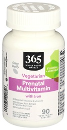 365 por mercado inteiro de alimentos, multivitamino pré-natal com ferro, Vegetariano, 90 Contagem