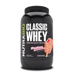 NutraBio Classic Whey Protein Powder Supplement - 25g de proteína por Scoop - Full-Spectrum Amino Acid Profile with No Fillers, Artificial Colors, or Conservatives - Strawberry Shortcake, 2 libras